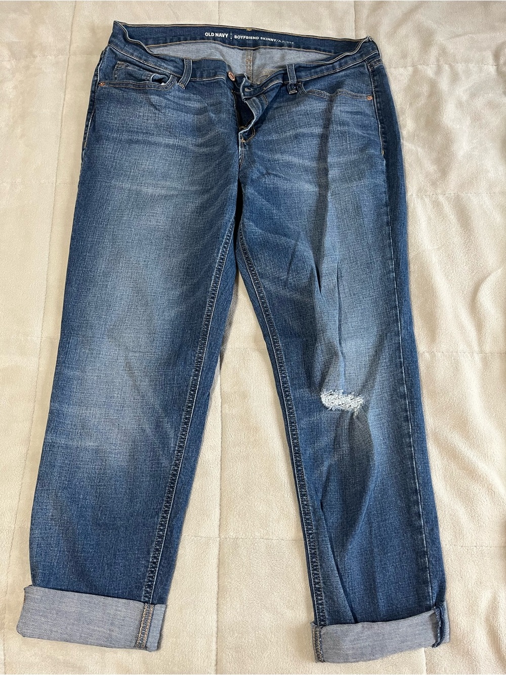 Old Navy  Blue Boyfriend Jeans - Distressed Casual Fit